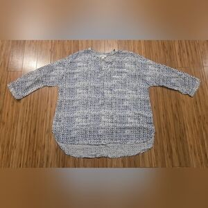 NWOT Jaclyn Smith Blue Patterned Long Sleeve Blouse